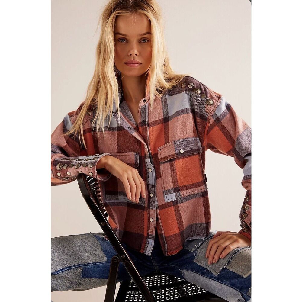 Free People Austin Plaid Buttondown Size L